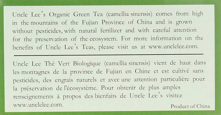 Uncle Lee's Tea - Organic Green Tea (20bg)
