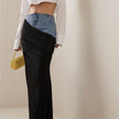 Fashion Black Panel Long Pencil Denim Skirt