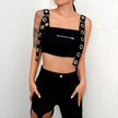 Summer Spring Black Tank Top Women Sleeveless Cropped Tops Hollow  Bustier Top Streetwear