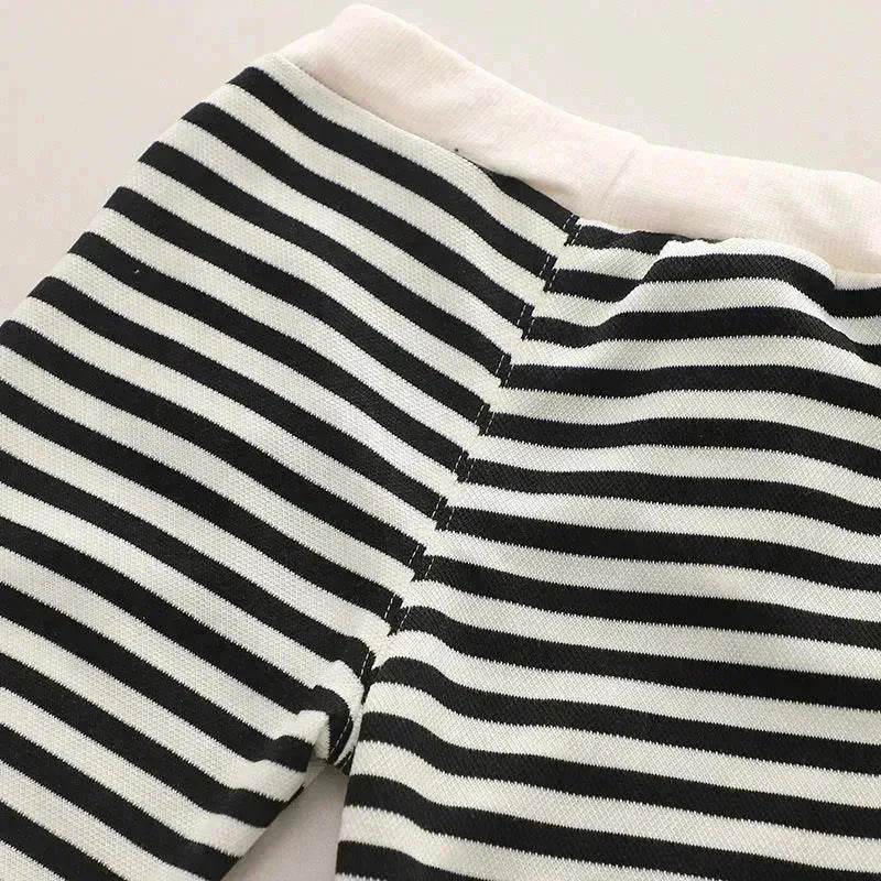 Casual Letter Stripes Loose Round Neck Boys' Long Sleeve Sweater Suit Two piece for boys