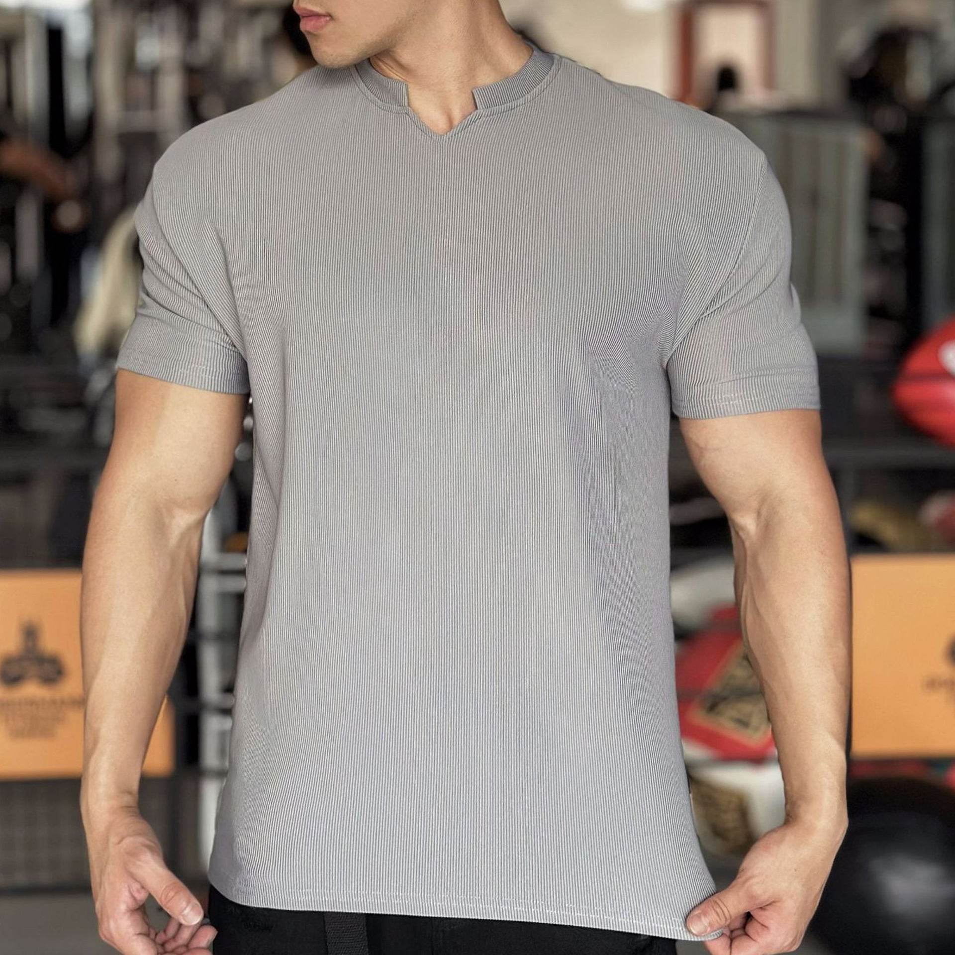 Anti Wrinkle Men Short Sleeve Active wear T-shirt for Workout Gym trainings