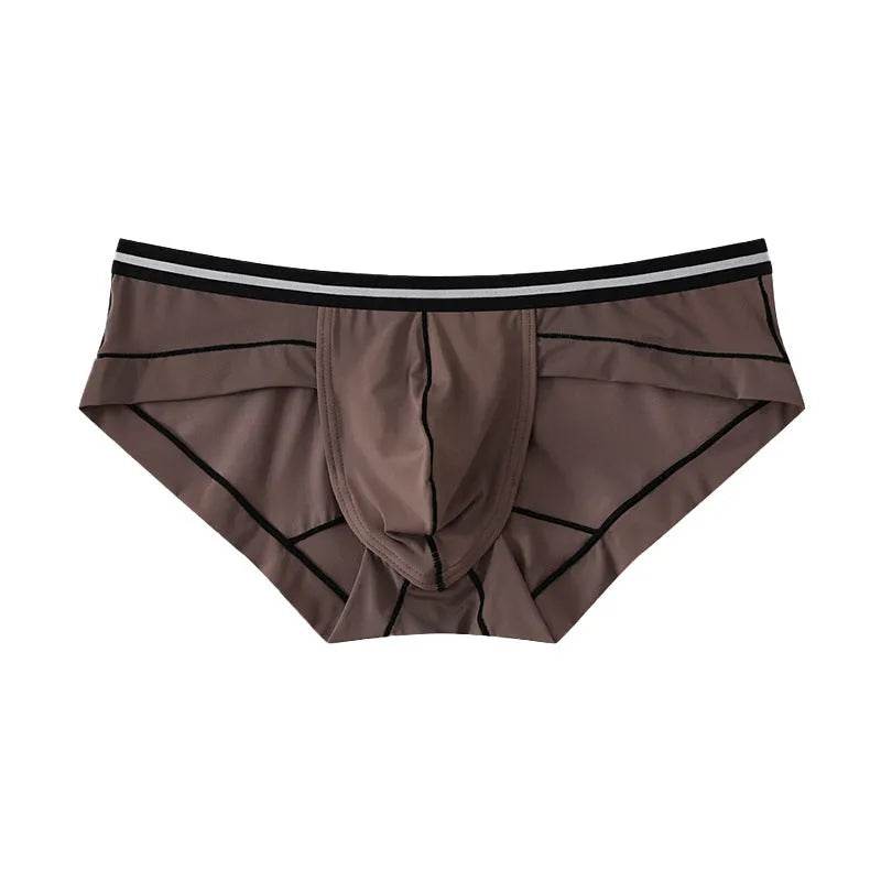 Ice Silk Men's Summer Breathable Solid Color Pouch Brief Underwear