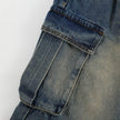 Old Washing Workwear Denim Shorts Men Jeans
