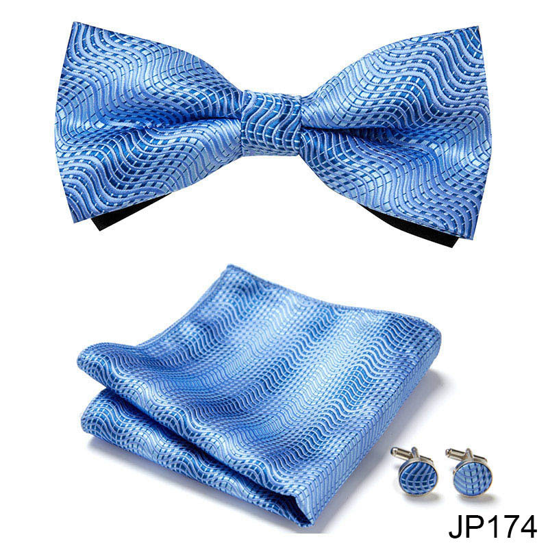Men's Jacquard Bow Tie Set – Bow Tie, Pocket Square & Cufflinks | 36 Colors | Canada & USA