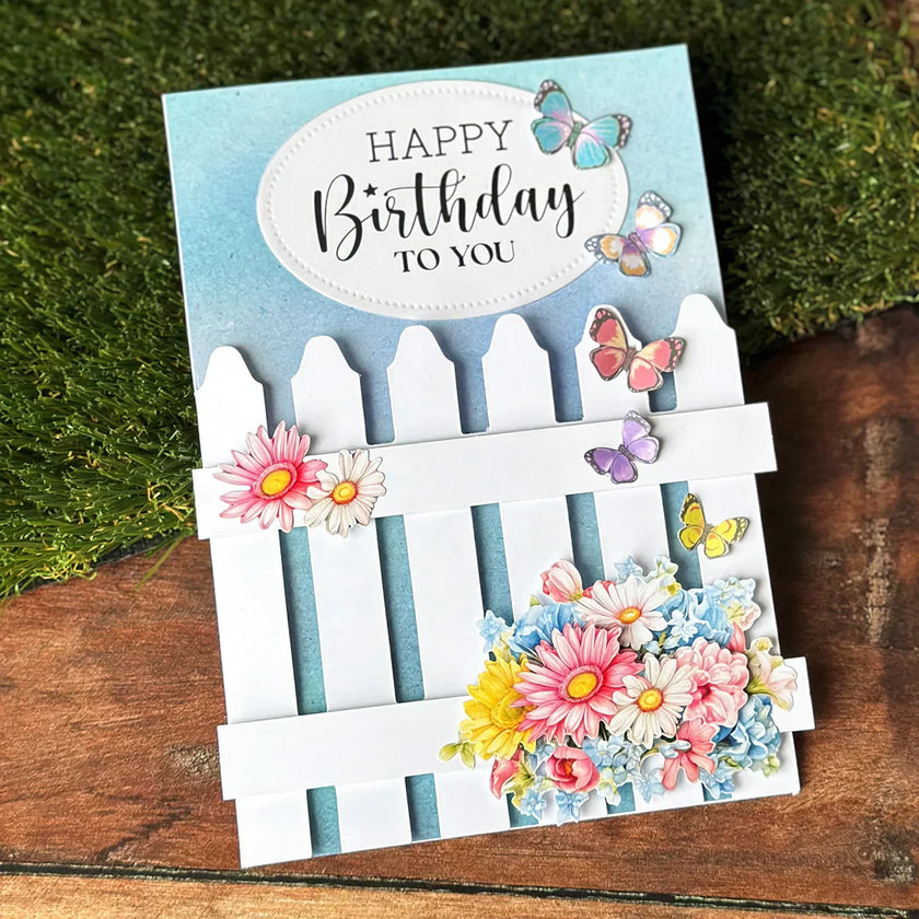 White 5x7 Picket Fence Cards & Envelopes, Pack of 12