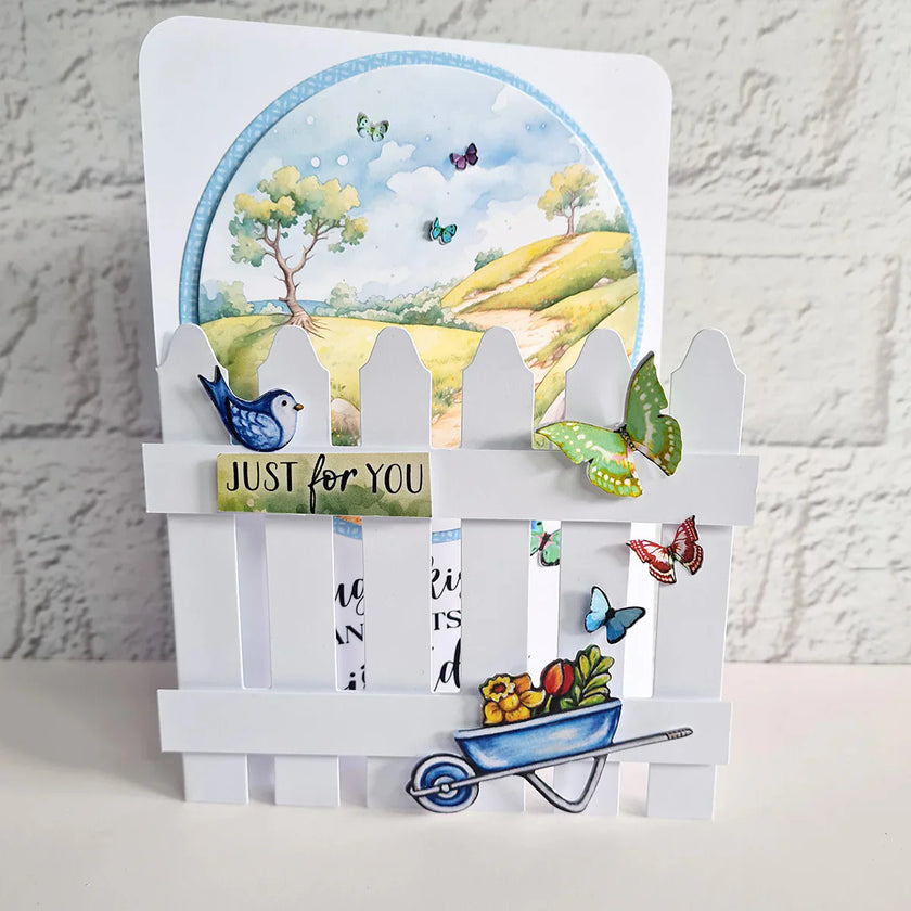 White 5x7 Picket Fence Cards & Envelopes, Pack of 12