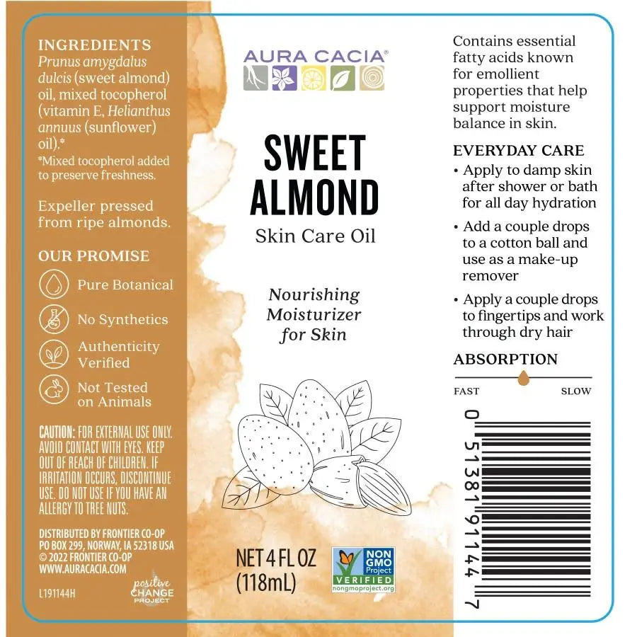 Aura Cacia - Sweet Almond Pure Skin Care Oil (118ml)