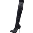Women's Over-the-Knee Stiletto Boots – Pointed Toe Sparkle Mesh Sock Thigh High Heels