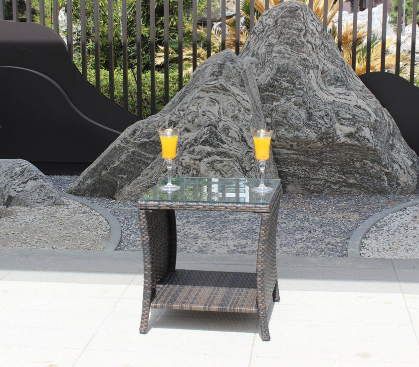 Outdoor Patio Furniture 1 Coffee Table With Clear Tempered Glass