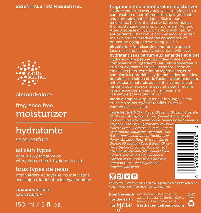 Earth Science - Almond Aloe Frag.Free Moisturizer (150ml)