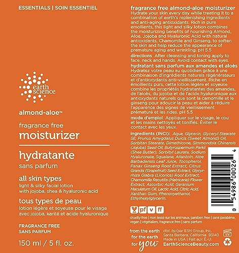 Earth Science - Almond Aloe Frag.Free Moisturizer (150ml)