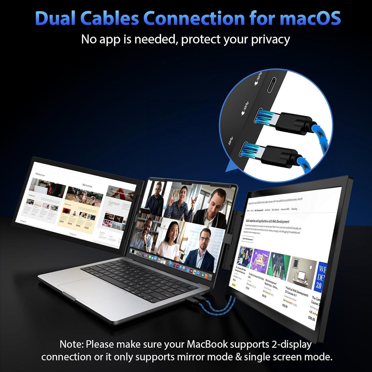 14-Inch Dual Screen Portable Monitor IPS 1080P Dual USB-C Laptop Expansion Screen