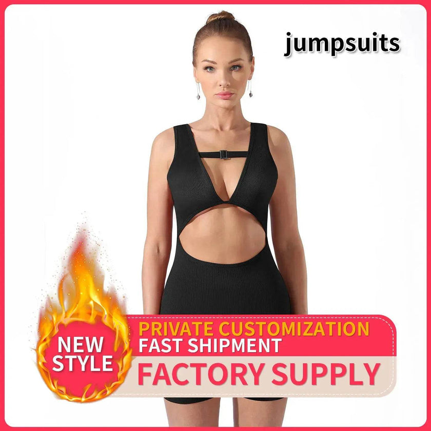 Women Cut out Unitard Short Bodysuit