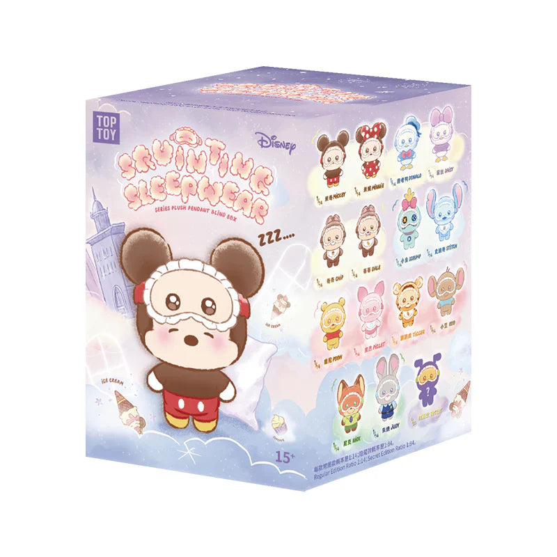 Disney Squinting Sleepwear Series Plush Pendant Blind Boxes (1 Random Box)