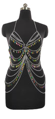 Lingerie Party Outfit – Geometric Pattern Polyester Dress for Women