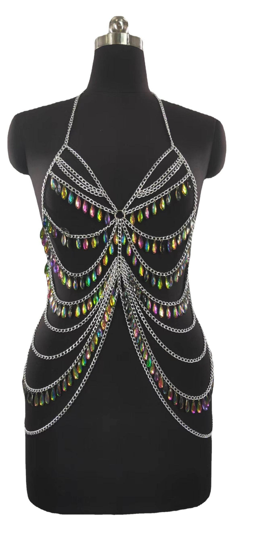 Lingerie Party Outfit – Geometric Pattern Polyester Dress for Women
