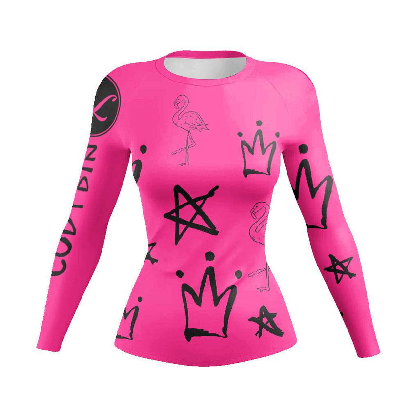 Printed Slim Fit Long Sleeve Workout Tops for Women