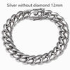 Men's Cuban Link Chain Titanium Steel Silver Bracelet