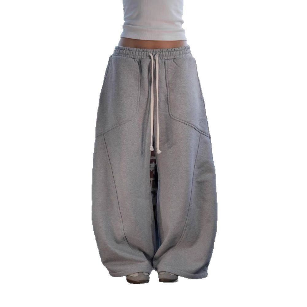 Embroidered Wide-Leg Sweatpants – Unisex Loose Casual Cotton Pants