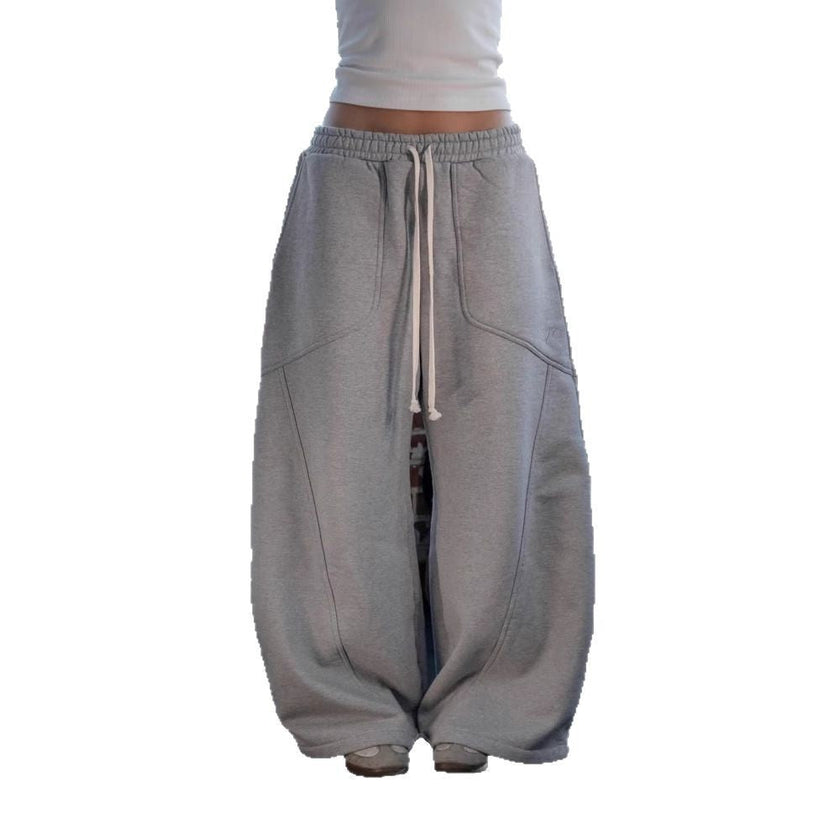 Embroidered Wide-Leg Sweatpants – Unisex Loose Casual Cotton Pants
