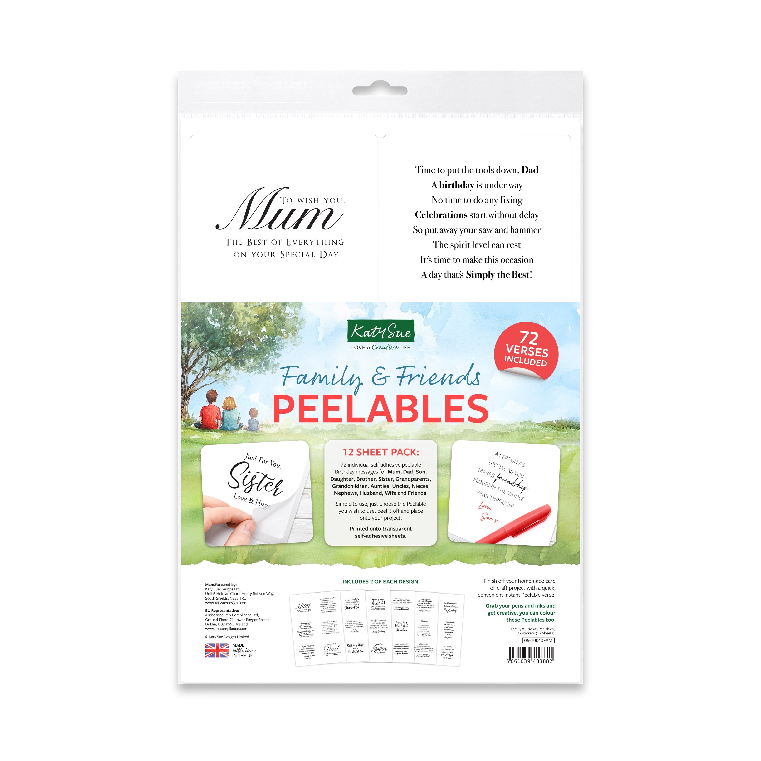 Family & Friends Peelables, 72 Stickers