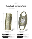 Embossed Portable Metal Alloy Cigar Cutter and Torch Lighter Gift box set