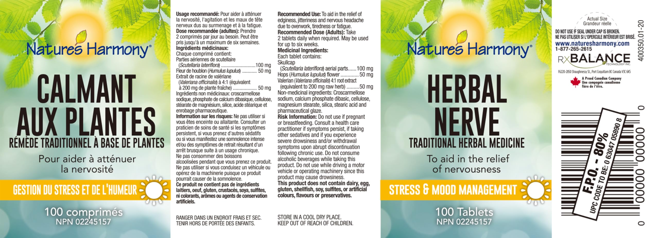Nature's Harmony - Herbal Nerve (100tab)
