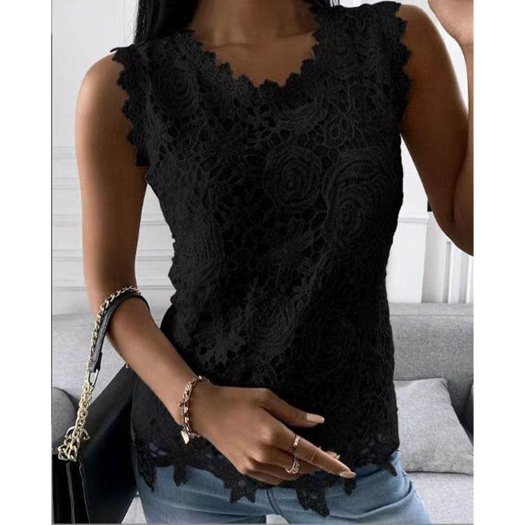Elegant Women Summer Flowers Lace Blouse top