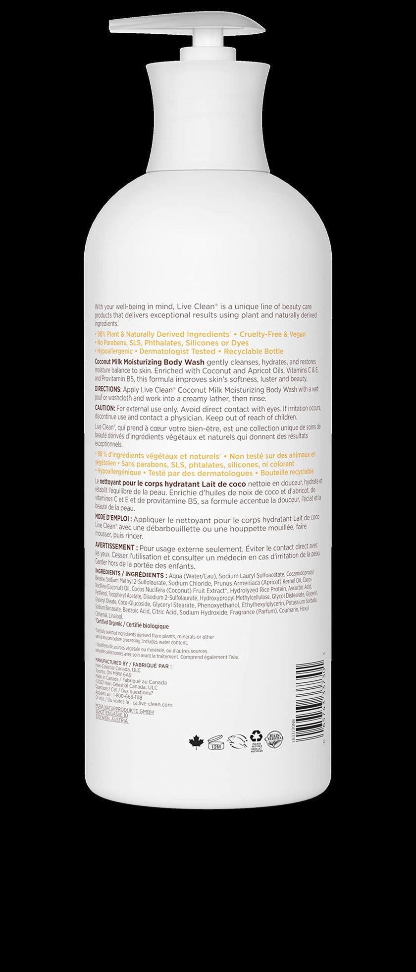 Live Clean - Coconut Milk Body Wash (500ml)