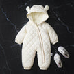Hooded Fleece-lined Thick Baby Winter Romper Puffer Overall Jumpsuit