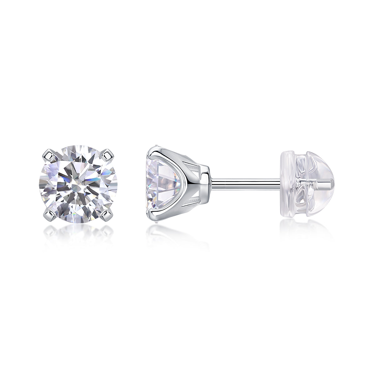 Flowing Charm 1-Carat Moissanite Stud Earrings – Platinum 925 Silver | GRA Certified