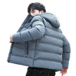 Men's Hooded Short Rain Puffer Jacket Fleece-lined Cotton Padded coat