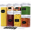 7-Piece Food Container Set – Stackable Kitchen Storage Containers with Lids (Black or White)