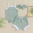 Casual Newborn Baby girl Romper suit with head bowtie headband Two piece for newborn baby girl