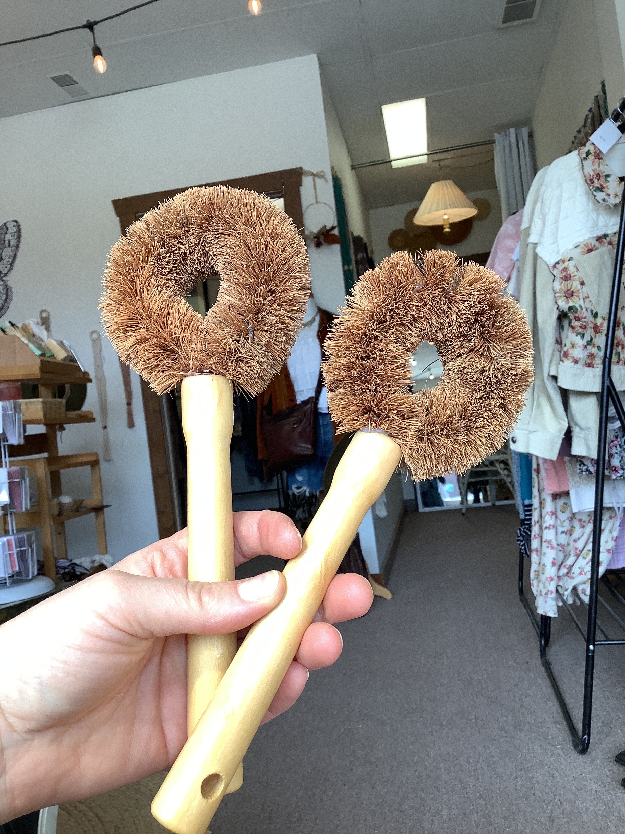 Creating Smaller Footprints Wood-Handled Coconut Bristle Scrub Brush