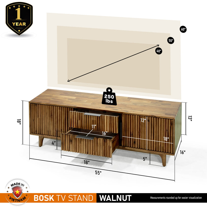 Bosk Wood Fluted TV Stand