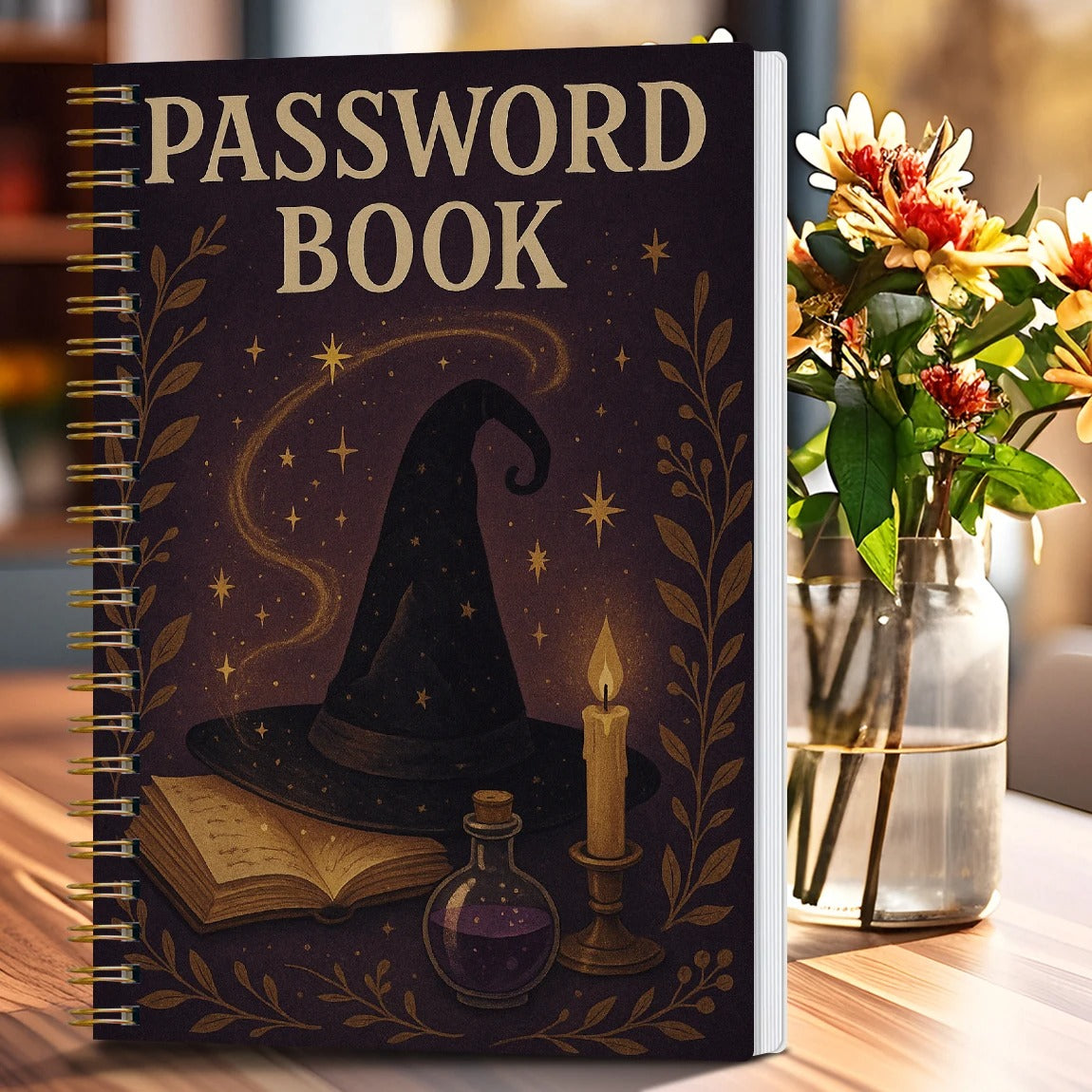 Witchy Password Book – A5 Spiral Notebook with Mystical Cover (Multicolour)