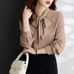Women neck tie Chiffon Long Sleeve Shirt For work