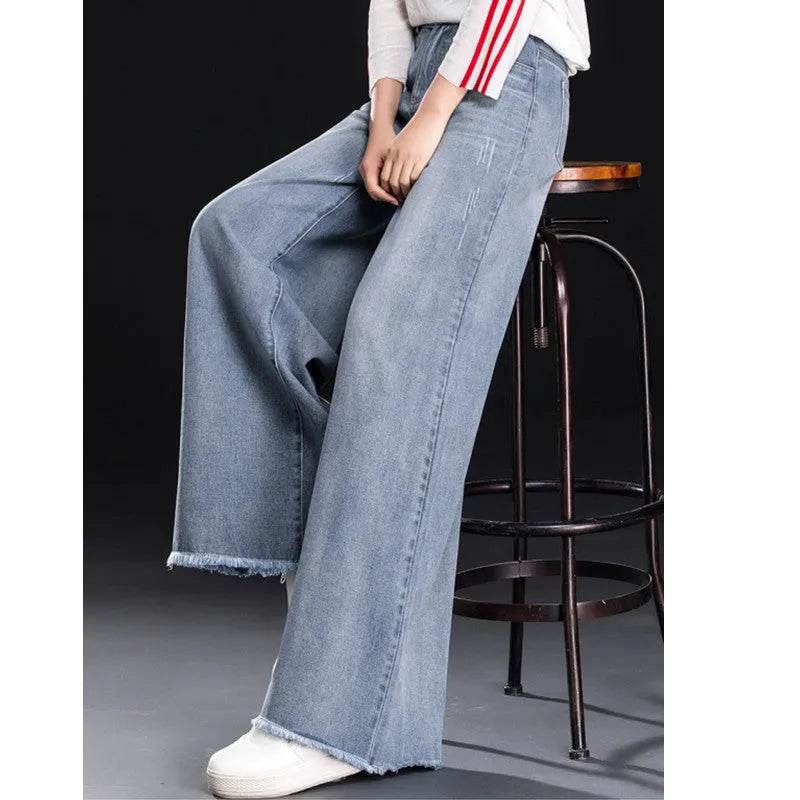 Raw Hem Wide Legs Baggy Jeans Pant For Women Baggy Straight Trousers