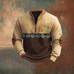 Casual 3D Digital Printing Stand Collar Men's Street Quarter Zip Sweatshirt top