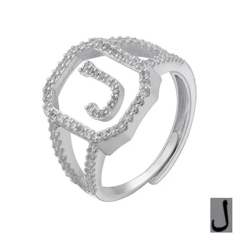 Fashion Micro Inlaid Zircon Arab Letters Ring for women