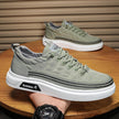 Men's Canvas Slip-On Sneakers Striped Color-Block Low-Top Casual Shoes