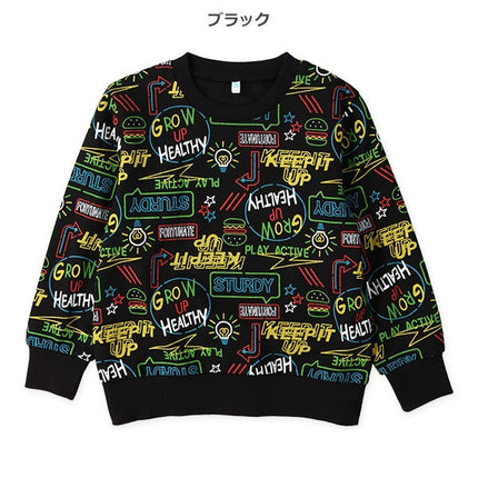 西松屋 ELFINDOLL 裏起毛ネオンロゴ総柄トレーナー 正規品