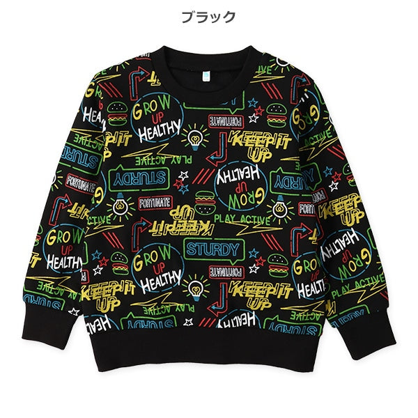 西松屋 ELFINDOLL 裏起毛ネオンロゴ総柄トレーナー 正規品