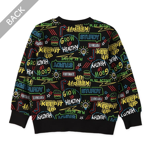 西松屋 ELFINDOLL 裏起毛ネオンロゴ総柄トレーナー 正規品