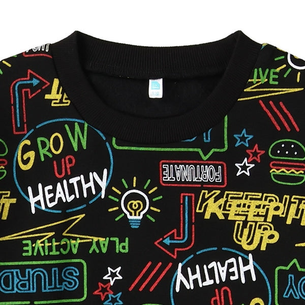 西松屋 ELFINDOLL 裏起毛ネオンロゴ総柄トレーナー 正規品