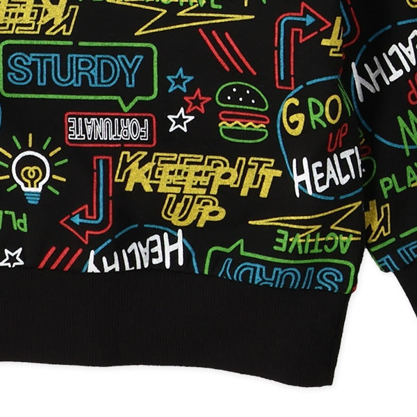 西松屋 ELFINDOLL 裏起毛ネオンロゴ総柄トレーナー 正規品