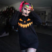 Halloween Costume Pumpkin Print Long Sleeve Hoodie Dress