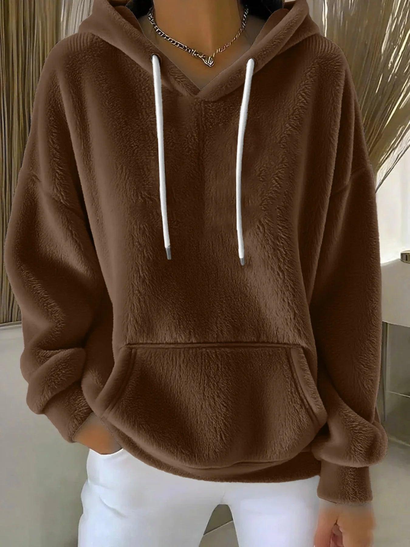 Womens Sweatshirt Elegant Commuting Style Pullover with Lace-Up Design
