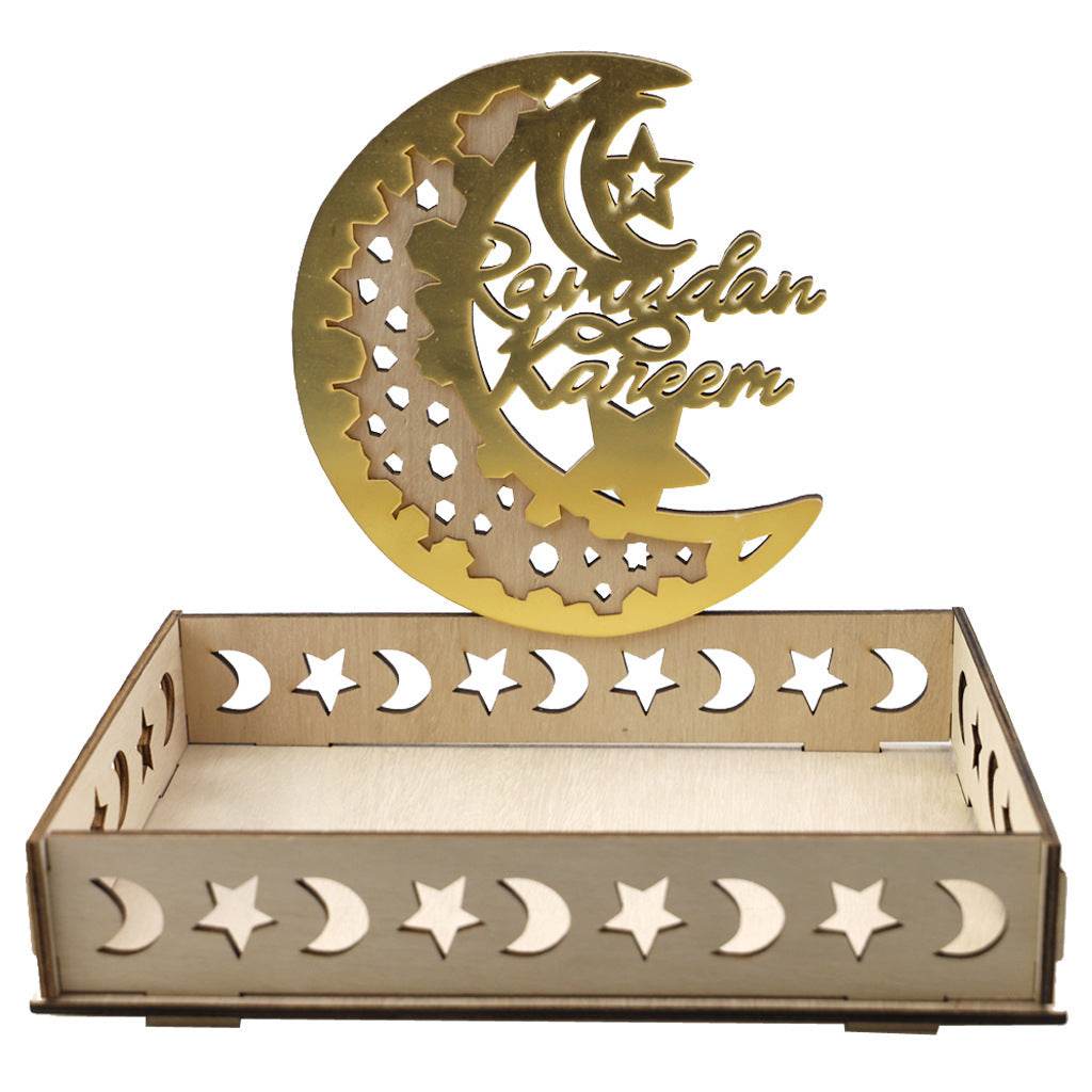 Wooden Ornament Eid Al Fitr Table Decoration coffee Tray